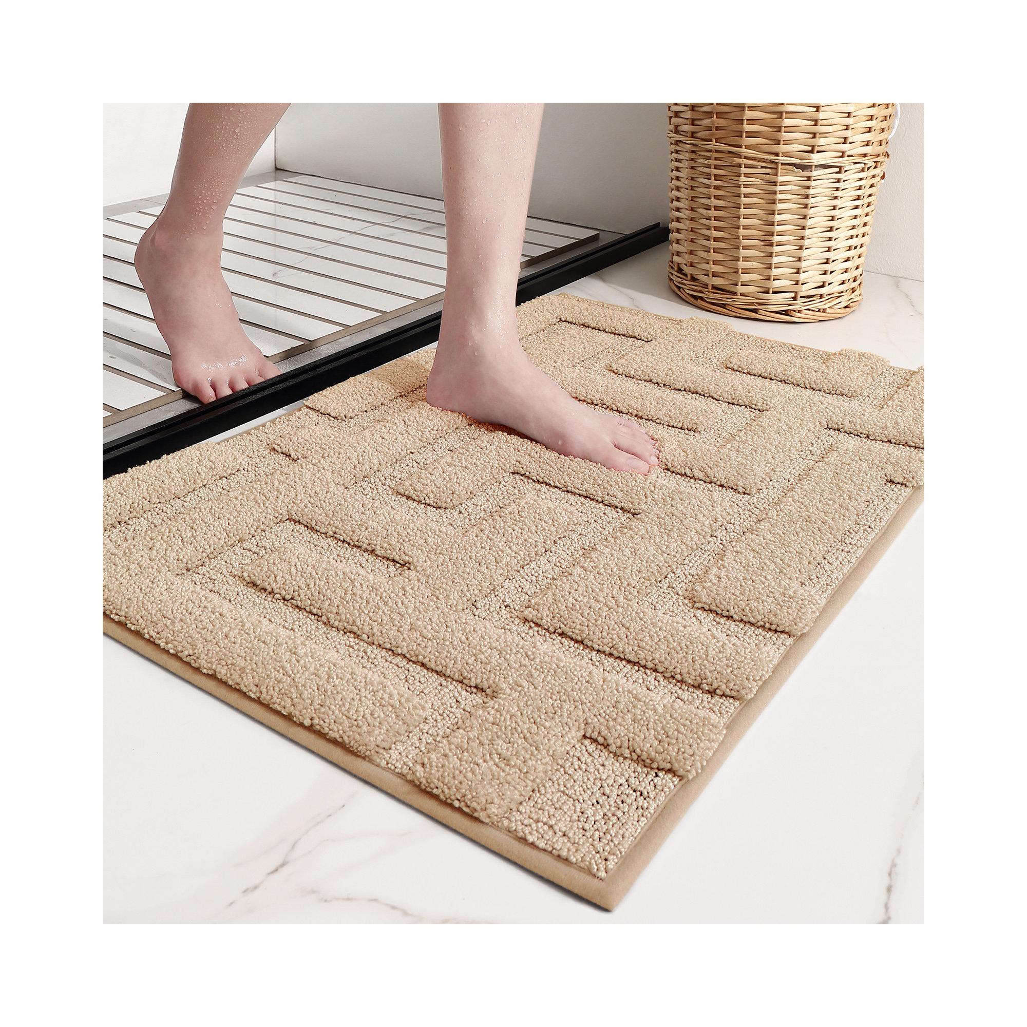 Non-Slip Bath Rug, Khaki, 16" L x 24" W