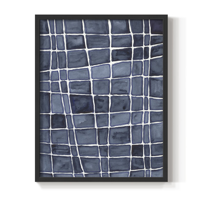 Square Bluff I, reproduction encadrée - bois massif, Noir, H 10 po x l 8 po