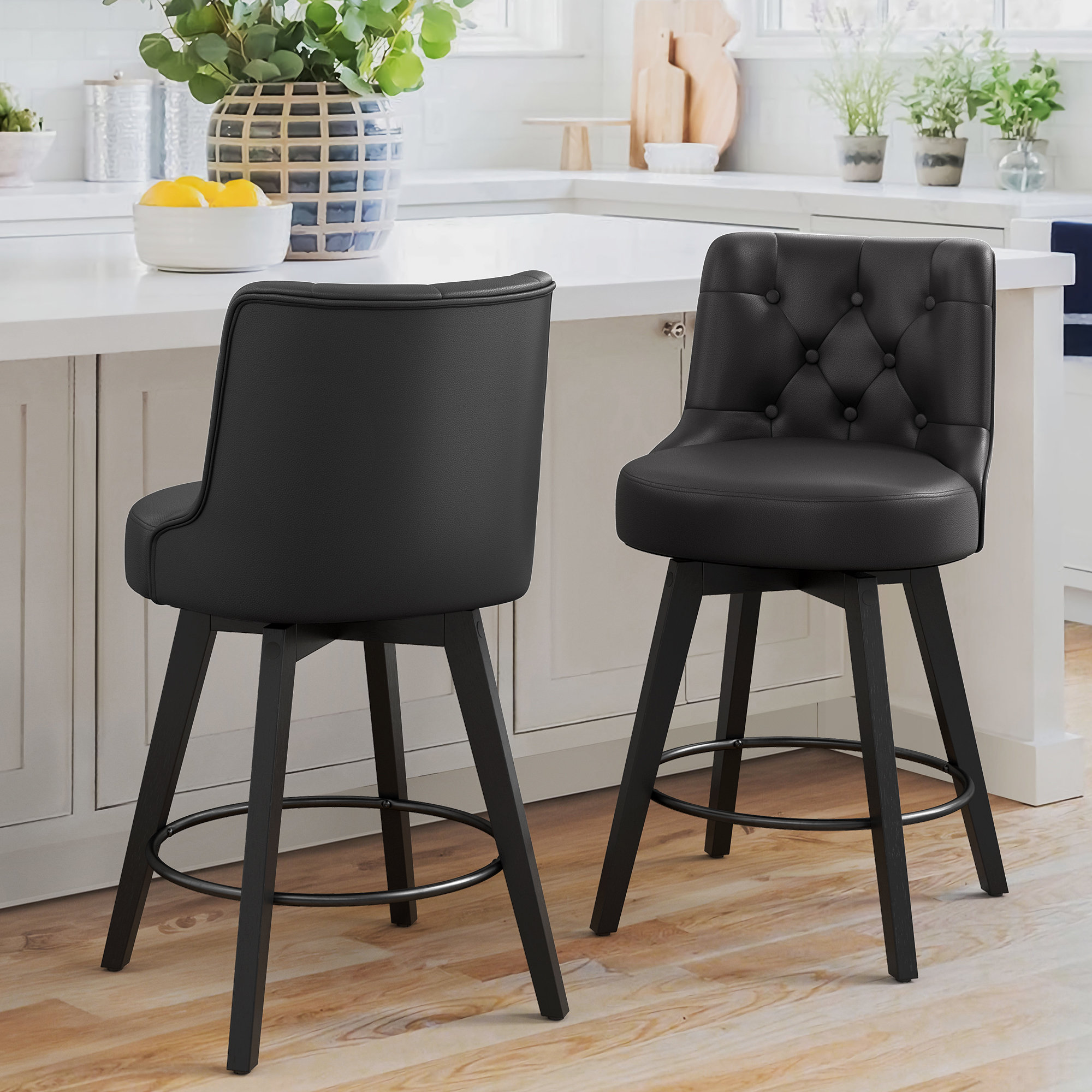 Lark Manor Arleine Swivel Upholstered Counter Stool