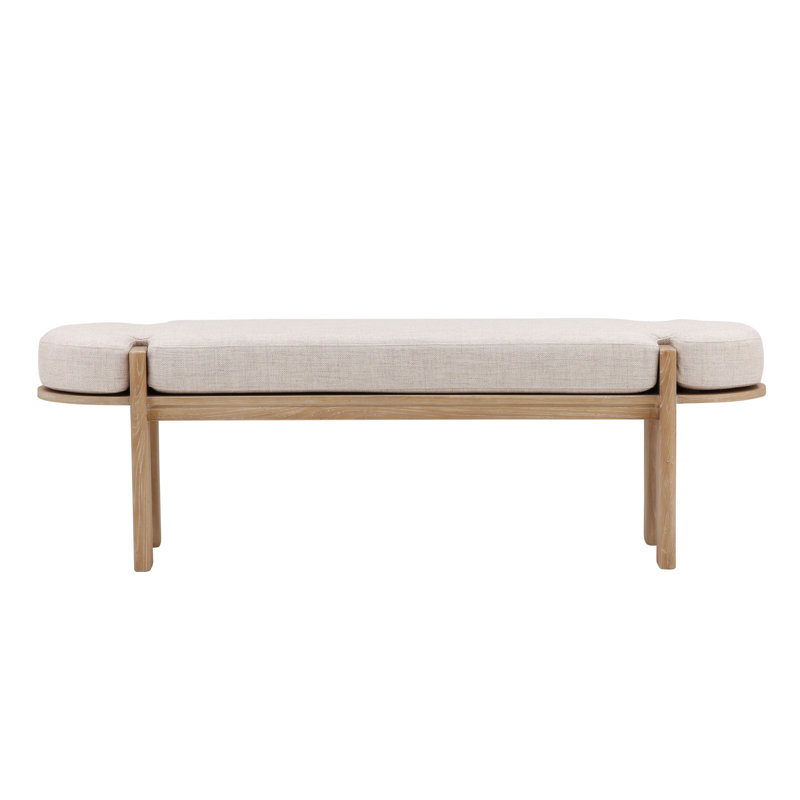 Ella Upholstered Accent Bench, Beige, Light Natural