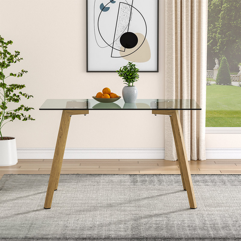 Furman Glass Top Metal Base Dining Table