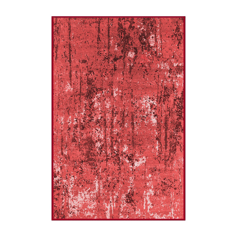 Tapis rouge Mid-Century moderne 2521, Rectangle 7 pi x 9 pi