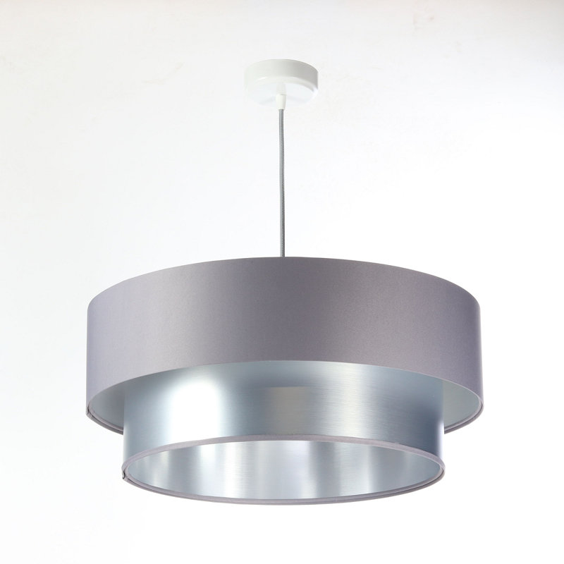 Braeville 1 - Light Silver Drum Pendant, Silver, 107cm H x 50cm W x 50cm D