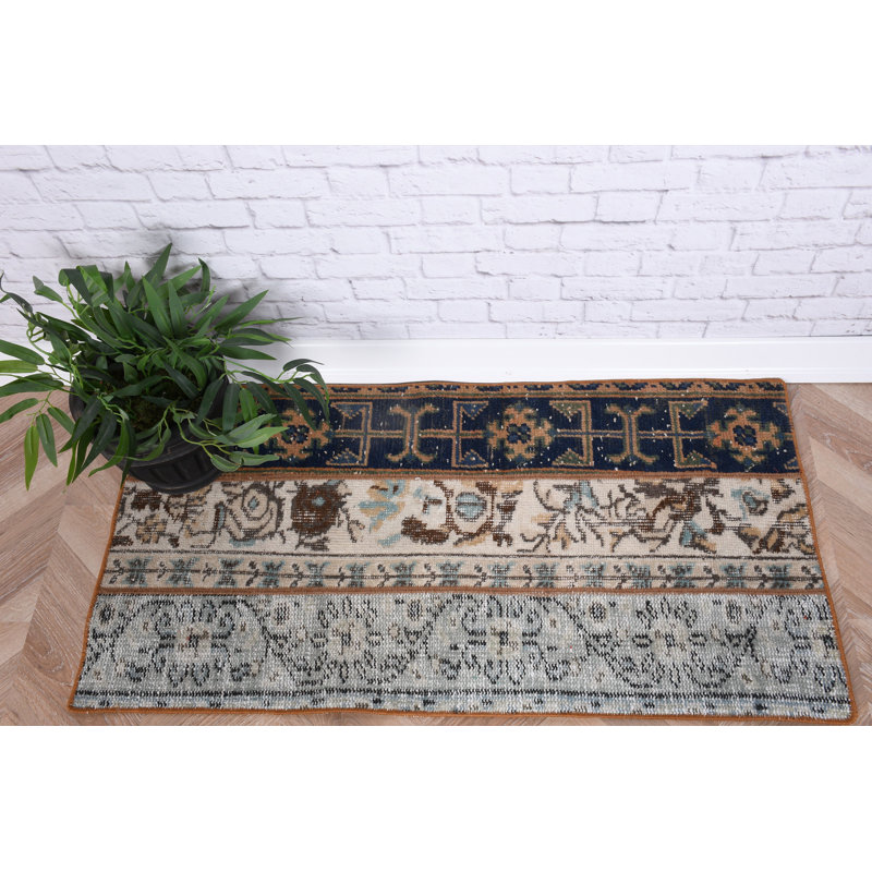 Antique Handwoven Turkish Wool Rug Ideal For Boho Style Home Decor And Small Spaces