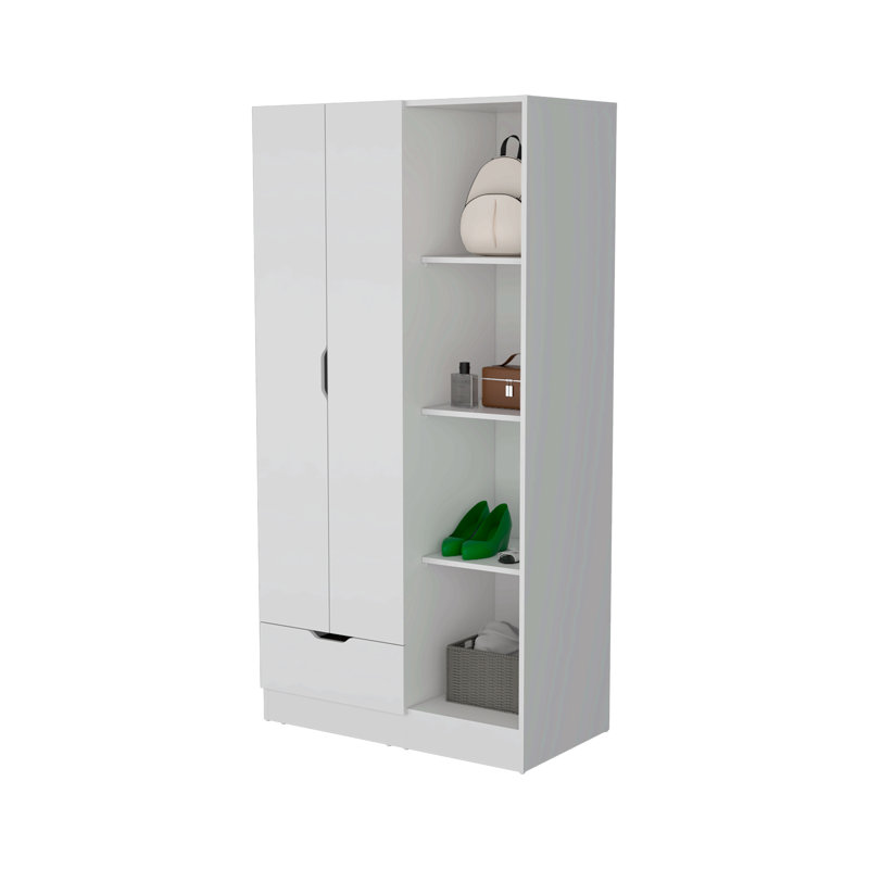 Armoire 2 portes avec compartiment ouvert, Blanc