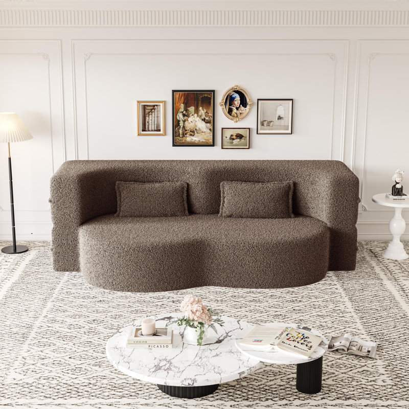 Canapé-lit moderne avec 2 coussins, canapé-lit convertible en tissu rembourré de mousse, matelas pliant double de 15 po pour le salon, lit d'invité, aucun assemblage requis