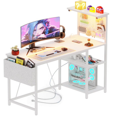 Metal Base Computer Desk with Power Outlet