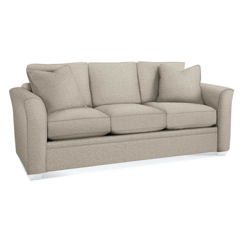 Bridgeport 85'' Upholstered Sofa, Frost White Finish, Beige Performance Fabric; 0851-73