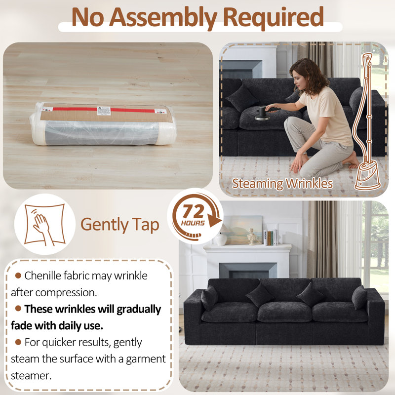 Canapé modulaire Boneless Cloud Boneless, Noir foncé, H 25,1 po x l 114,9 po x P 41,3 po