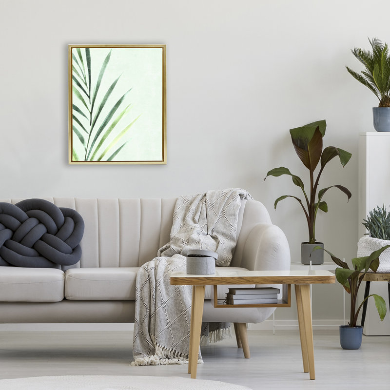 Cadre flottant Palm Leaf Tropics, design par Camila Juncos, H 21 po x l 17 po, Cadre flottant métallique doré