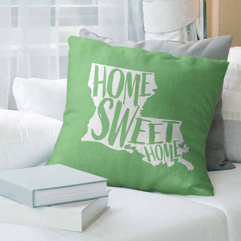 Reversible Throw Pillow, 26" H x 26" W, Green, Louisiana