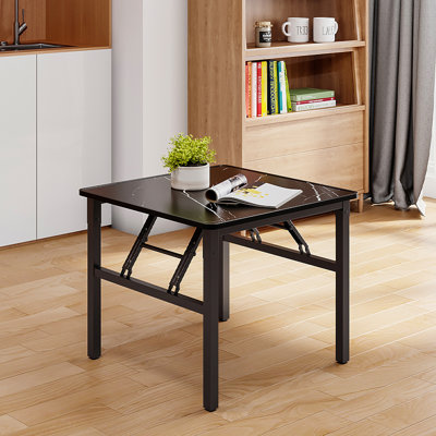 Kyandra Square 80cm Folding Coffee Table with Marble Effect Top