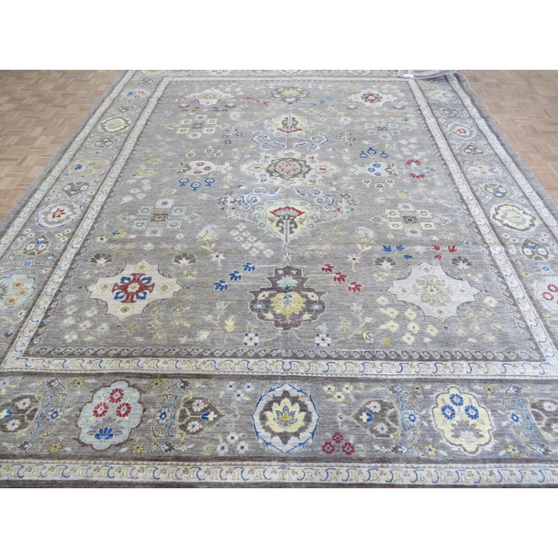 Tapis oriental brun clair noué à la main 11 pi 8 po x 14 pi 8 po 3E022E2B50054188912E1215E3C18B92