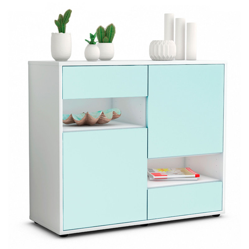 Ramsel 92cm Sideboard, White and Light Blue