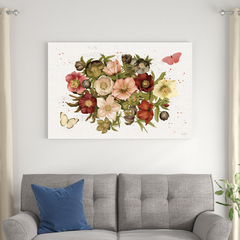 «Vintage Petals IV» par Katie pertiet - peinture sur toile tendue, H 32 po x l 48 po