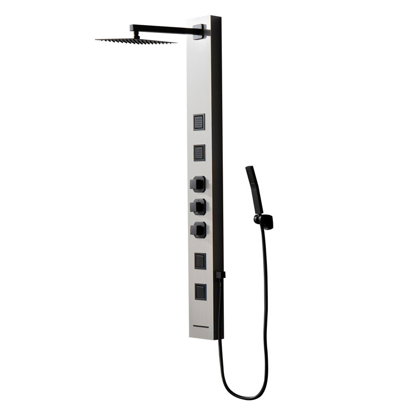 Panneau de douche 55,12, Noir / nickel