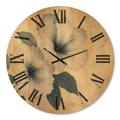 Horloge murale surdimensionnée en bois minimaliste à motif floral minimaliste