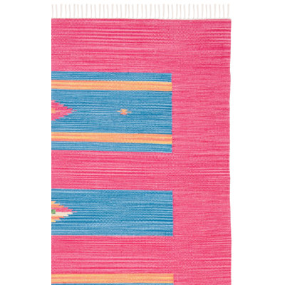 Danely Pink Blue Yellow Flatweave Cotton Rug