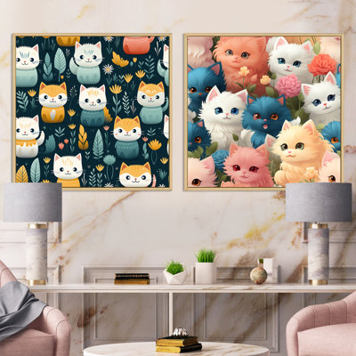 Cuddly Kittens - animaux, ensemble de 2 collages carrés