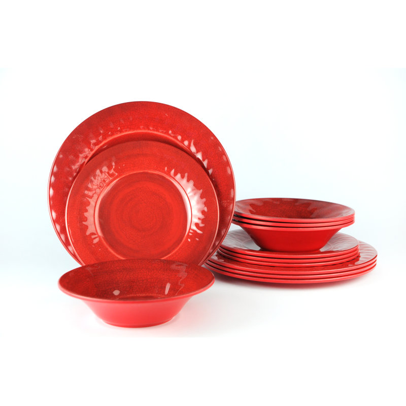 Surber Melamine Dinnerware - Service for 4, Red
