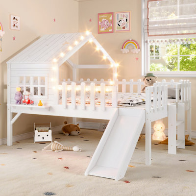 Full Size House Loft Bed With Slide
