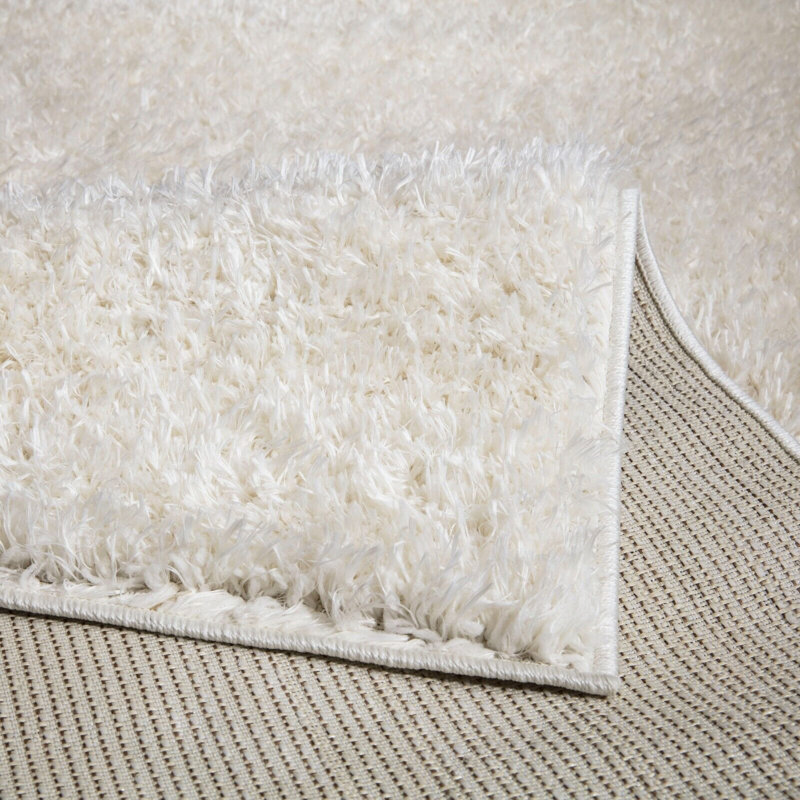 Oslo Cream Shaggy Area Rug – Soft  Polyester Carpet for Living Room & Bedroom, Hallway Runner & Mat, Rectangle 50 x 80cm