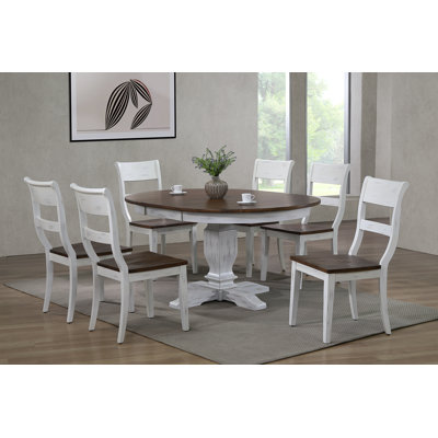 Idia 7 - Piece Extendable Round Solid Wood Dining Set by Ophelia & Co.