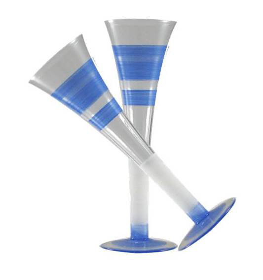 Flûte en verre Cottage Retro Stripe, Bleu