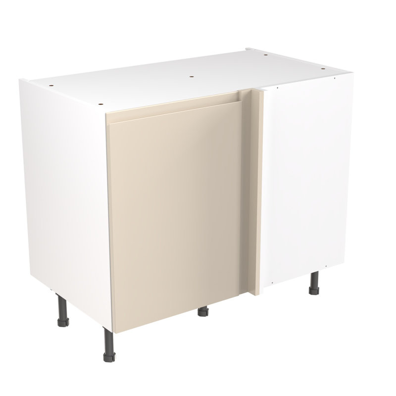 Kitchen Kit Flatpack J Pull Gloss Base Unit Blind Corner, 87cm H x 100cm W x 57cm D, Cashmere