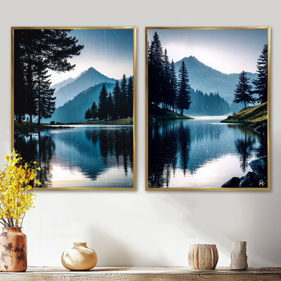 Morning Lake Calm In Vancouver - Vancouver 2 Piece Wall Art, Black Cityscape Canvas Print