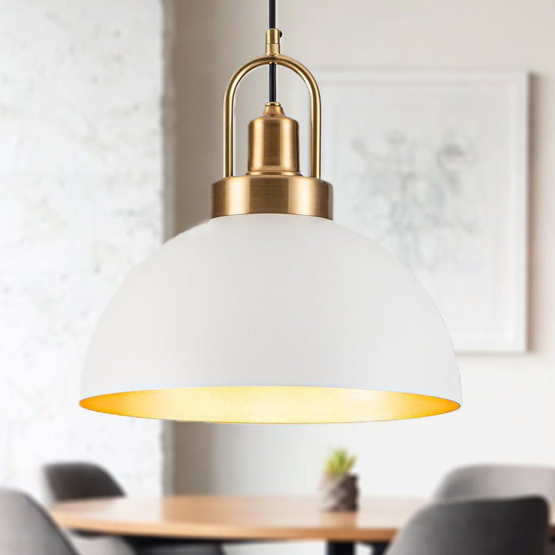 Luminaire suspendu moderne dôme 11,8 po, Blanc, 11.8"