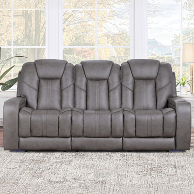 Wiley Triple-Power Leather Theater Sofa