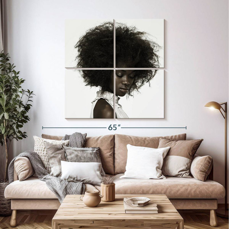 Leisha, femme aux cheveux bouclés, H 45 po x l 45 po