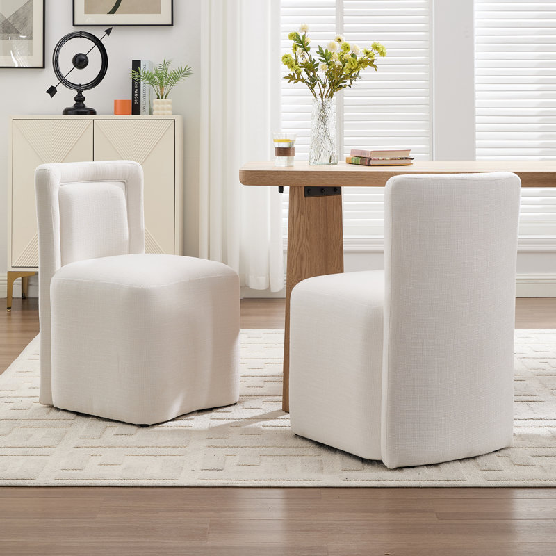 Upholstered Dining Chair Kitchen Side Chairs, White