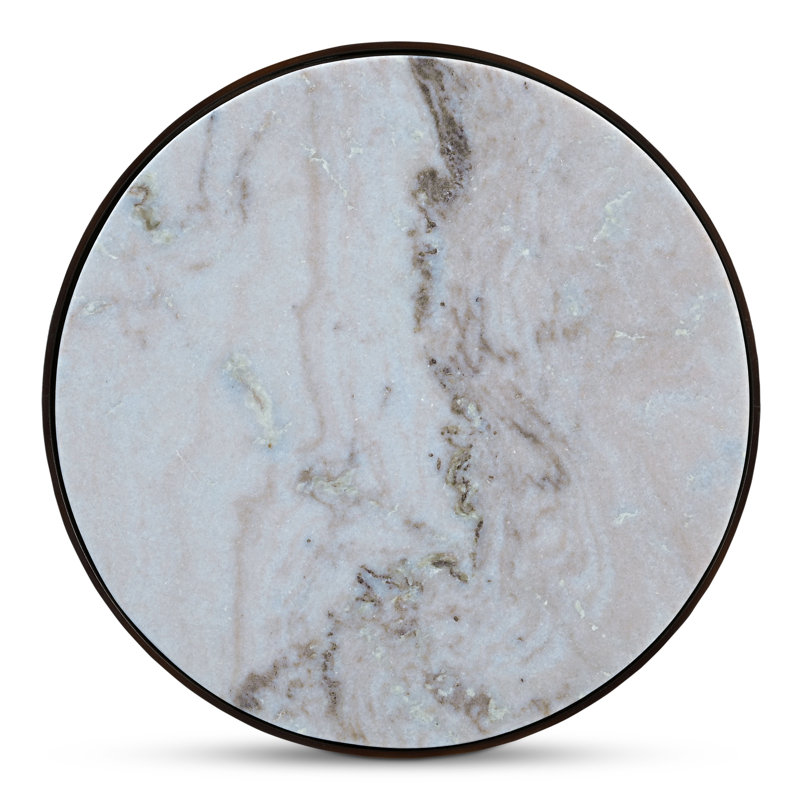 Holli Side Table White Marble, White/Dark Bronze