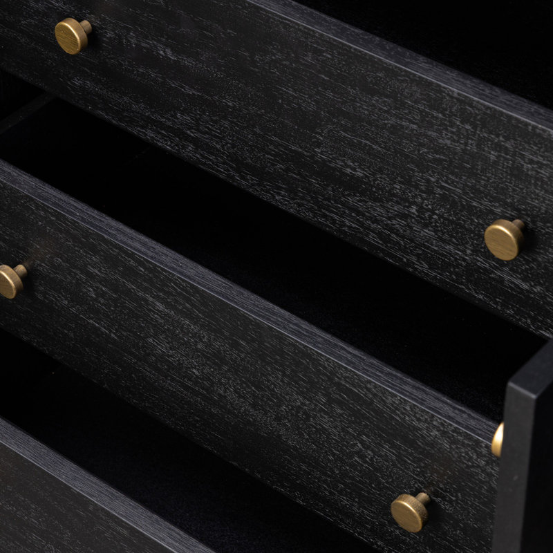 Sullivan Media Console-Saddle Tan, Black Acacia Veneer