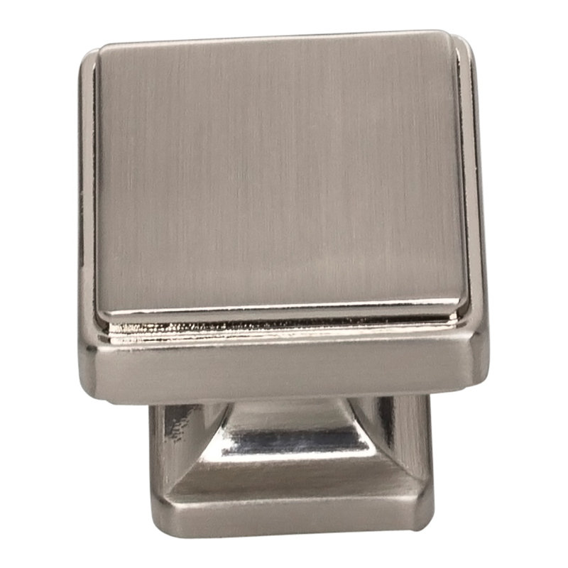 Kate 1 1/8" Length Square Knob, Brushed Nickel, 1 1/4"
