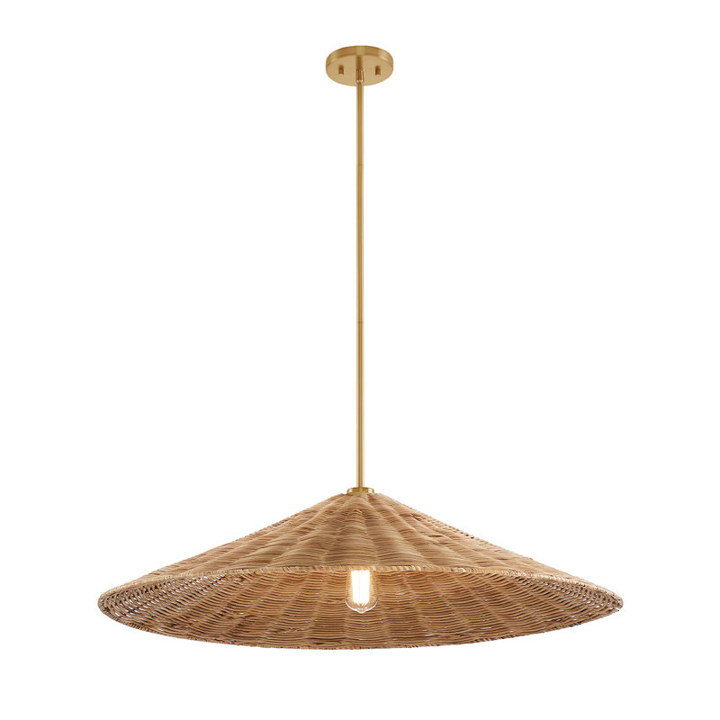 Luminaire en laiton naturel à 1 lumière Meridian Millom, Laiton naturel, H 8 po x l 35 po x P 35 po