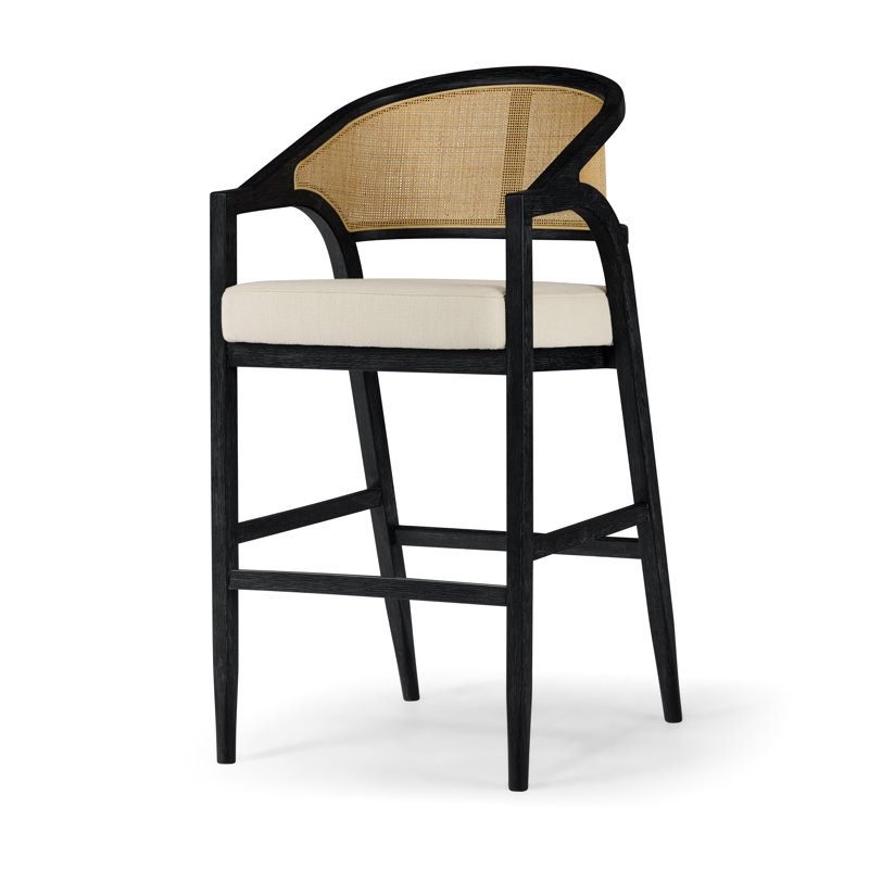 Revêtement en tissu Maven Lane Chloe, Noir, Tabouret de bar (siège d'une hauteur de 30,2 po)
