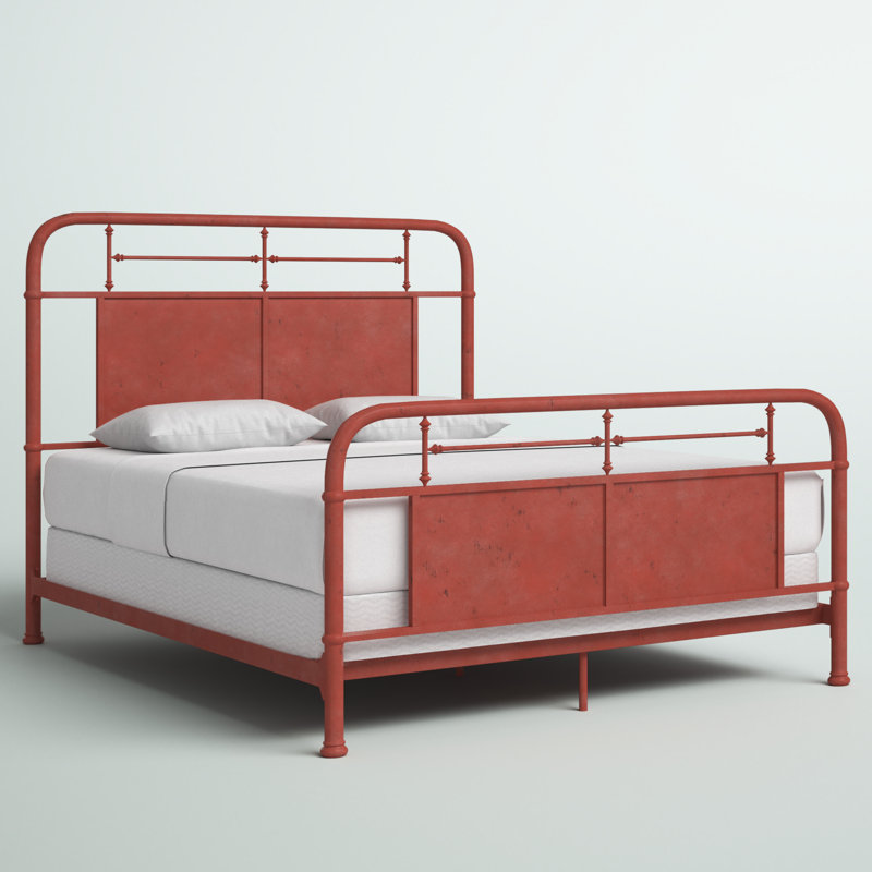 Estelina Metal Open-Frame Bed, Ivory, King