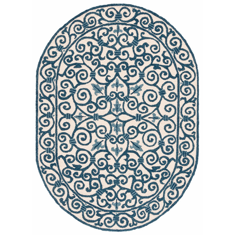 Brayton Hand Hooked Wool Pile Oriental Rug, Oval 4'6" x 6'6"