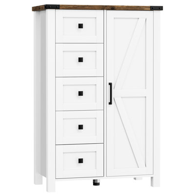 Commode de rangement 48 po pour ferme, commode 5 tiroirs avec porte de grange