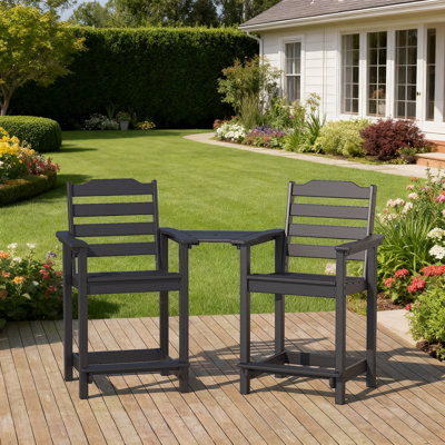 High Top Adirondack Chair Set Of 2 With Connecting Table by Rosecliff Heights