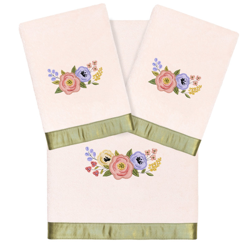 3 Piece 100% Turkish Cotton Towel Set, Blush
