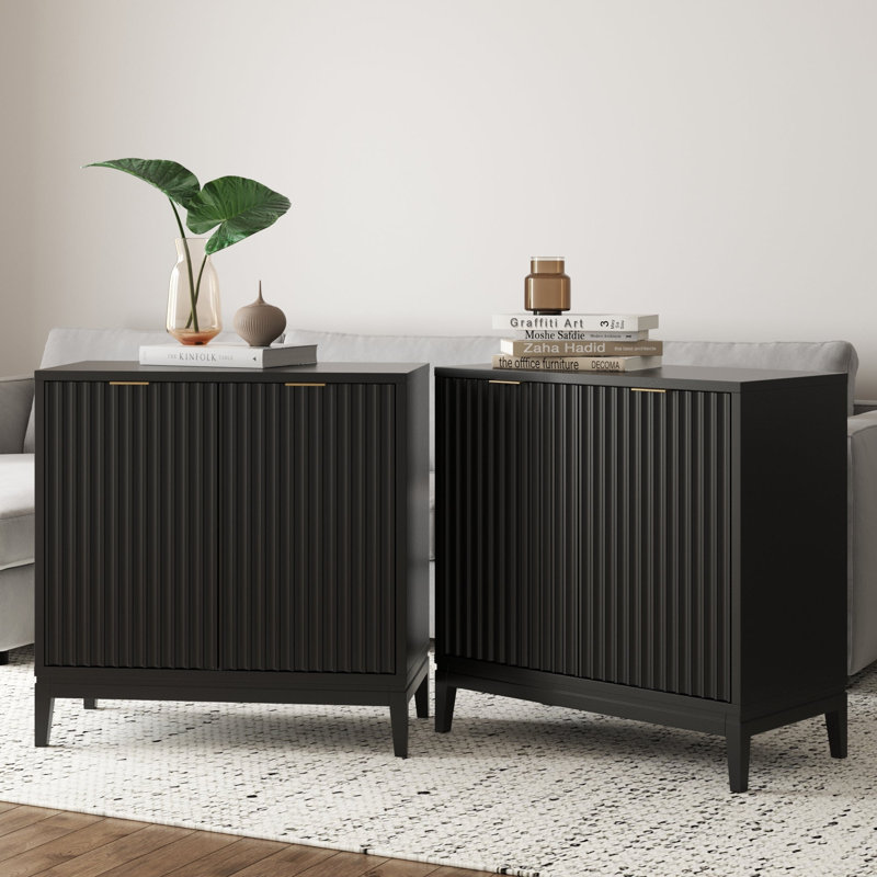 Coggins 2-Pack Solid Wood Accent Cabinet Or TV Stand, Black Oak