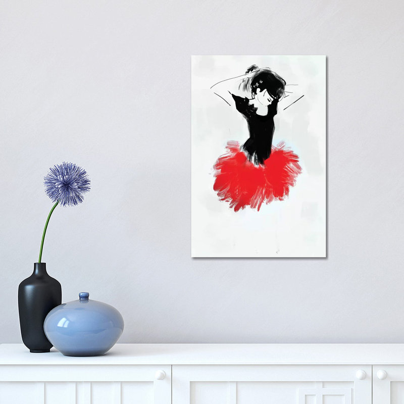 Ballerina Red 1 Piece Wrapped Canvas Painting, 45.72cm H x 30.48cm W