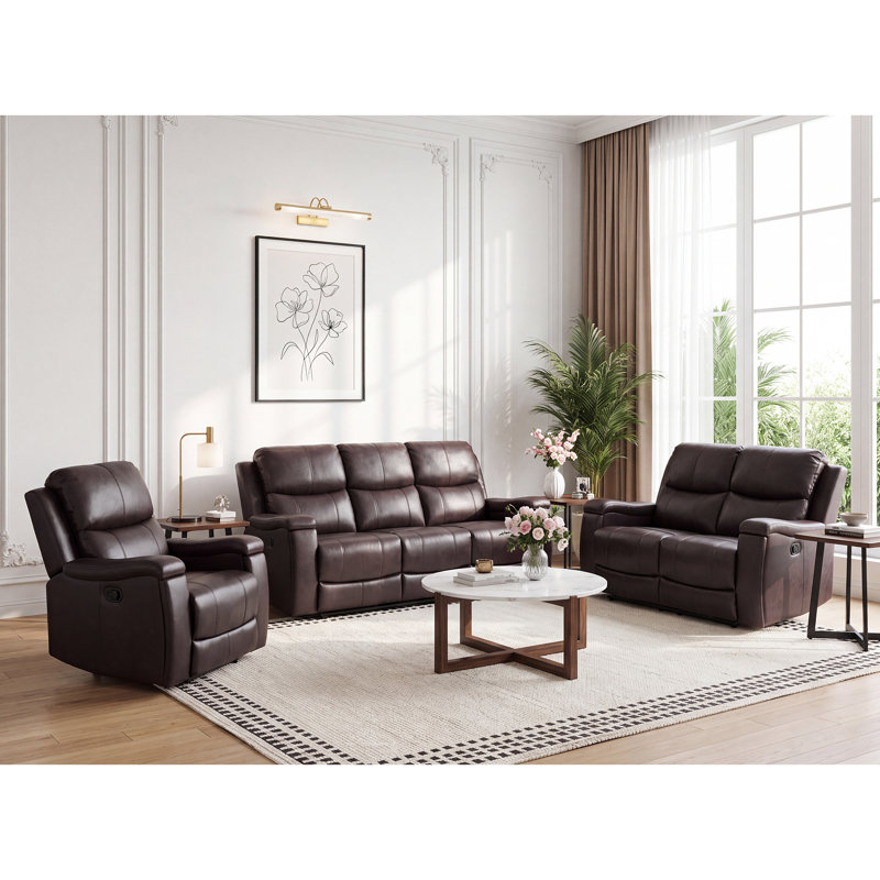 Ensemble de salon inclinable 3 pièces Emony, Espresso