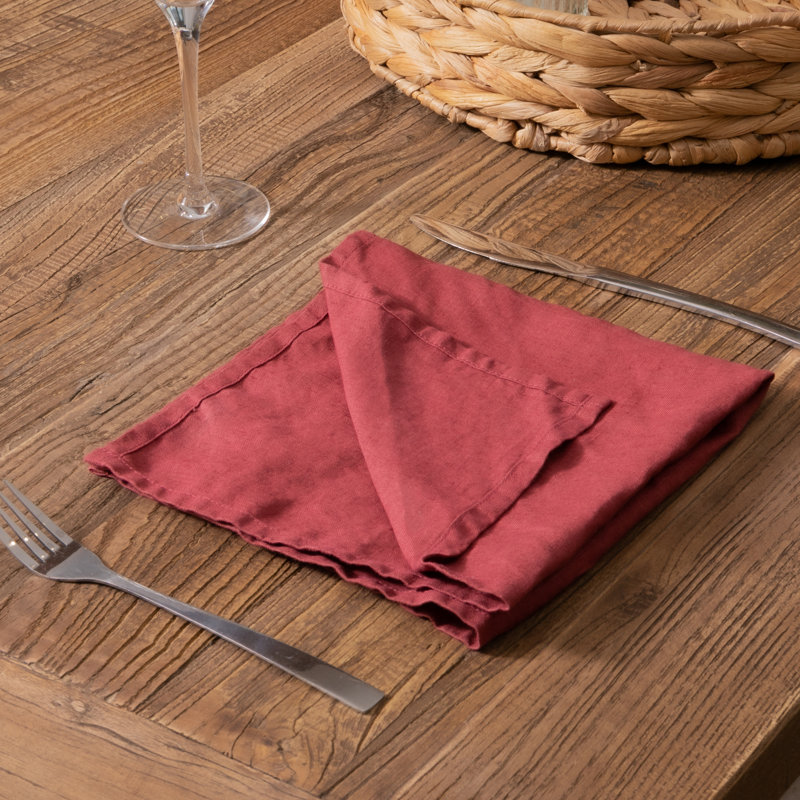 Linen No Pattern Napkin, Red