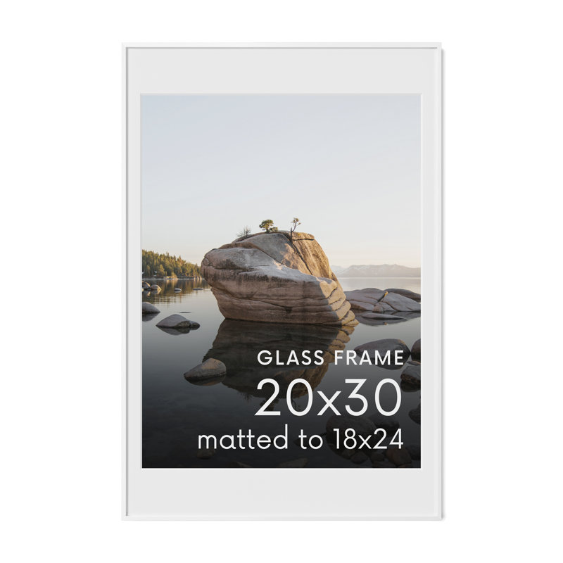 Cadre photo en métal avec verre, Blanc, L 20 po x H 30 po