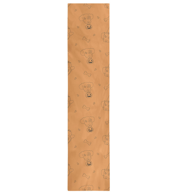 Chemin de table soirée hol halloween dogs, L 90 po x l 16 po, Orange, Mélange de coton